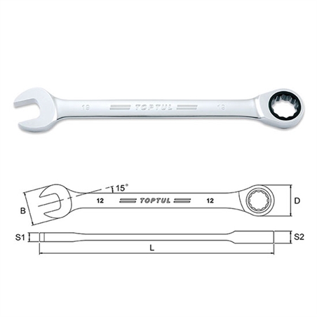 Chave Mista Boca/Roquete 24mm AOAF2424 Toptul - DTCMBR24