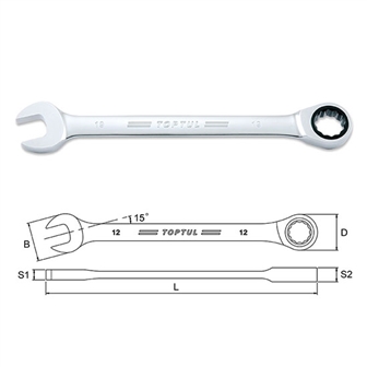 Chave Mista Boca/Roquete 24mm AOAF2424 Toptul - DTCMBR24