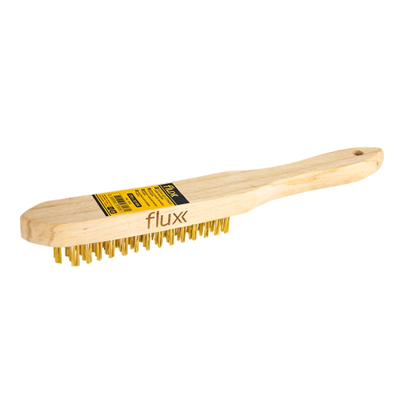 Brosse à manche en bois d acier en laiton Flux