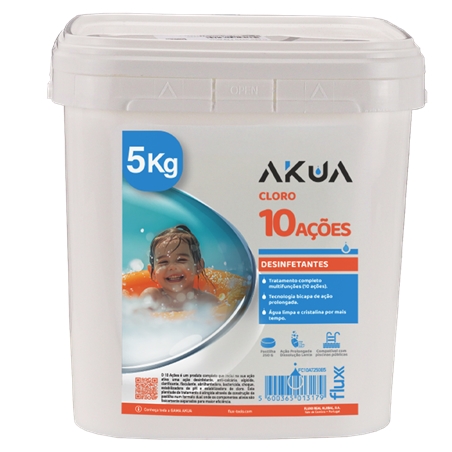 Cloro 10 Acciones Tableta 250gr Bicapa 5Kg Flux - FC10AT250B5